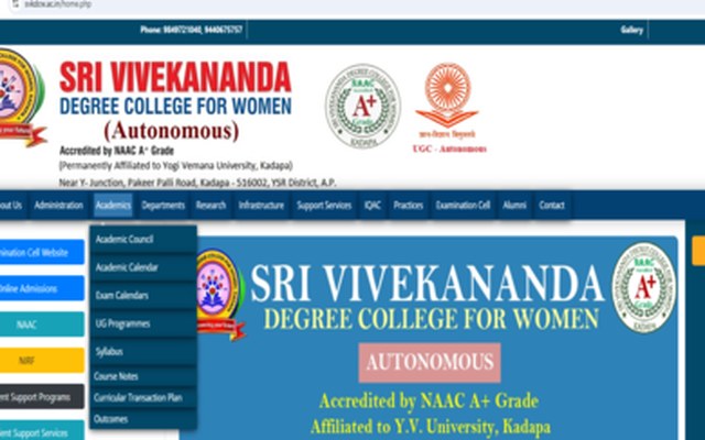 Sri Vivekananda Degree College for Women website